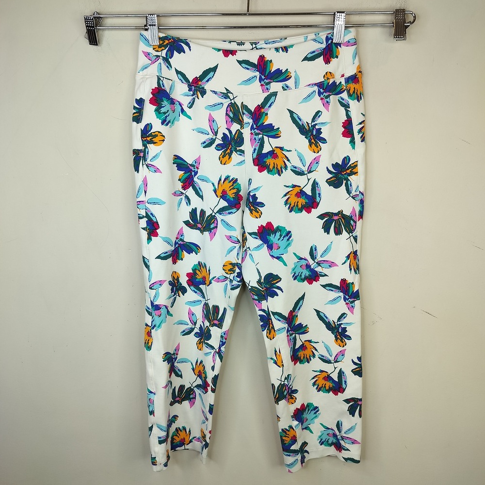 Soft Surroundings Cropped Pants Womens Small Colorful Floral Boho Summer Pull On